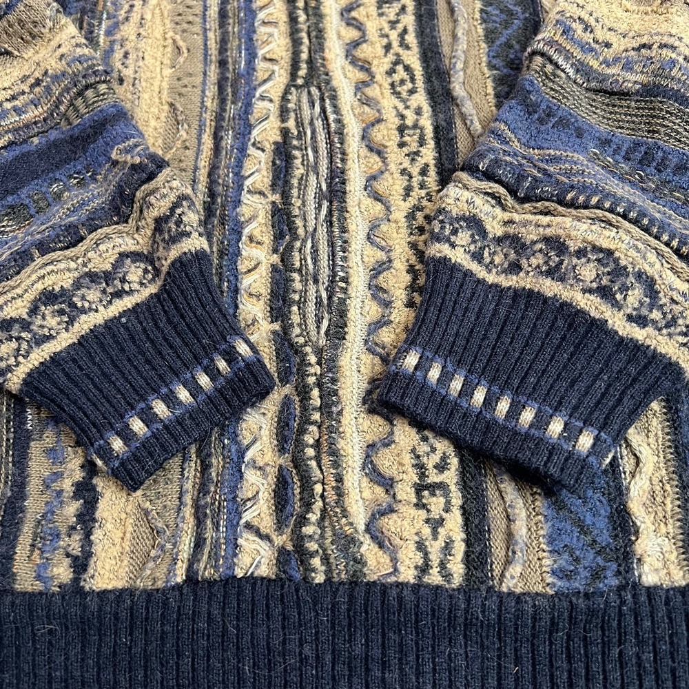 Vintage Norm Thompson Sweater Men's M Tundra 3d Knit Coogi Style Italy Wool - Picture 7 of 10